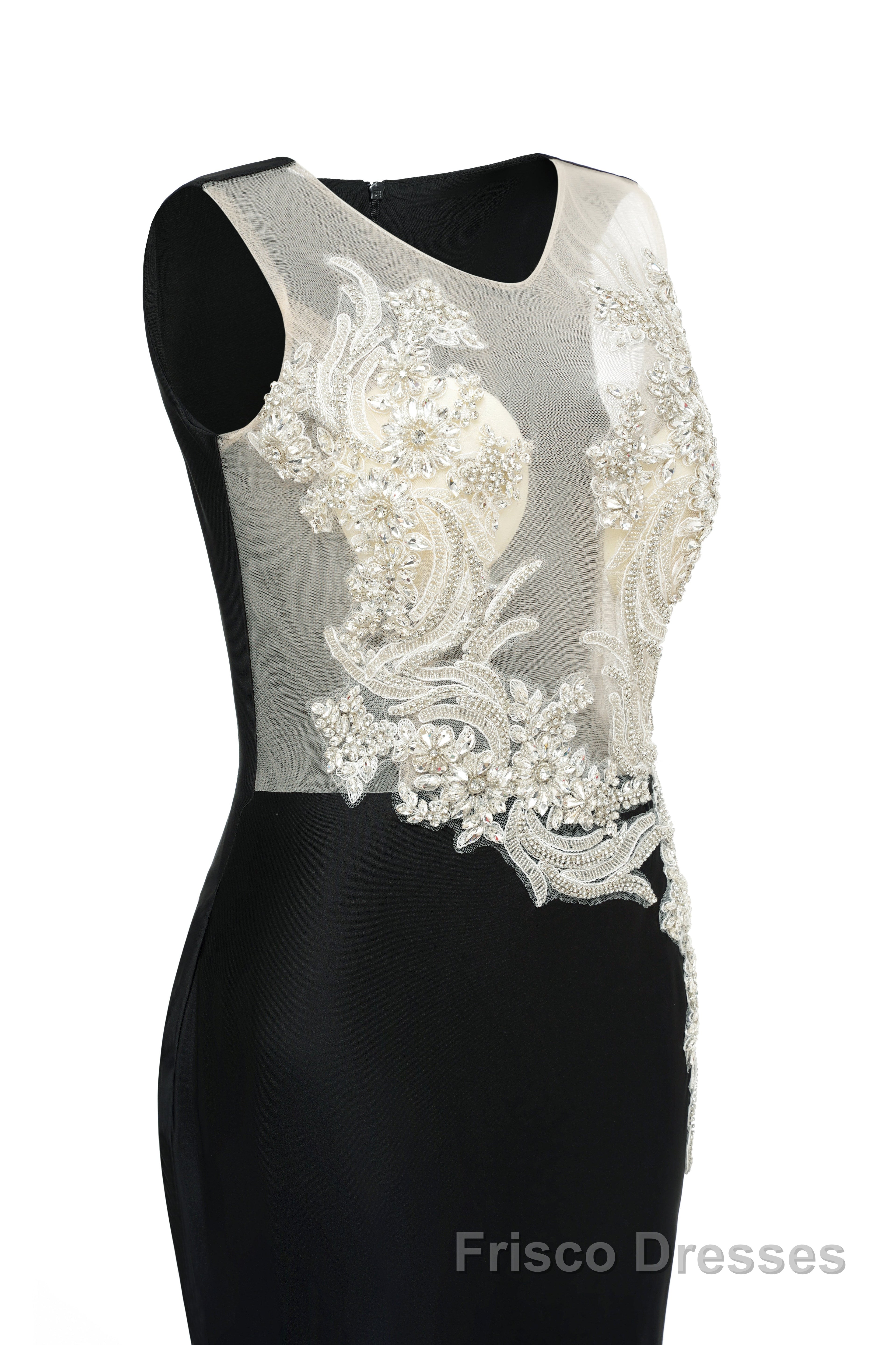 Portrait Trumpet Sweep Train Sleeveless Beading Evening Dresses