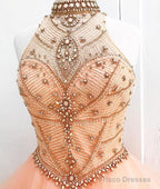 Fabulous Ball Gown High Neck Floor-Length Sleeveless Tulle Prom Dresses