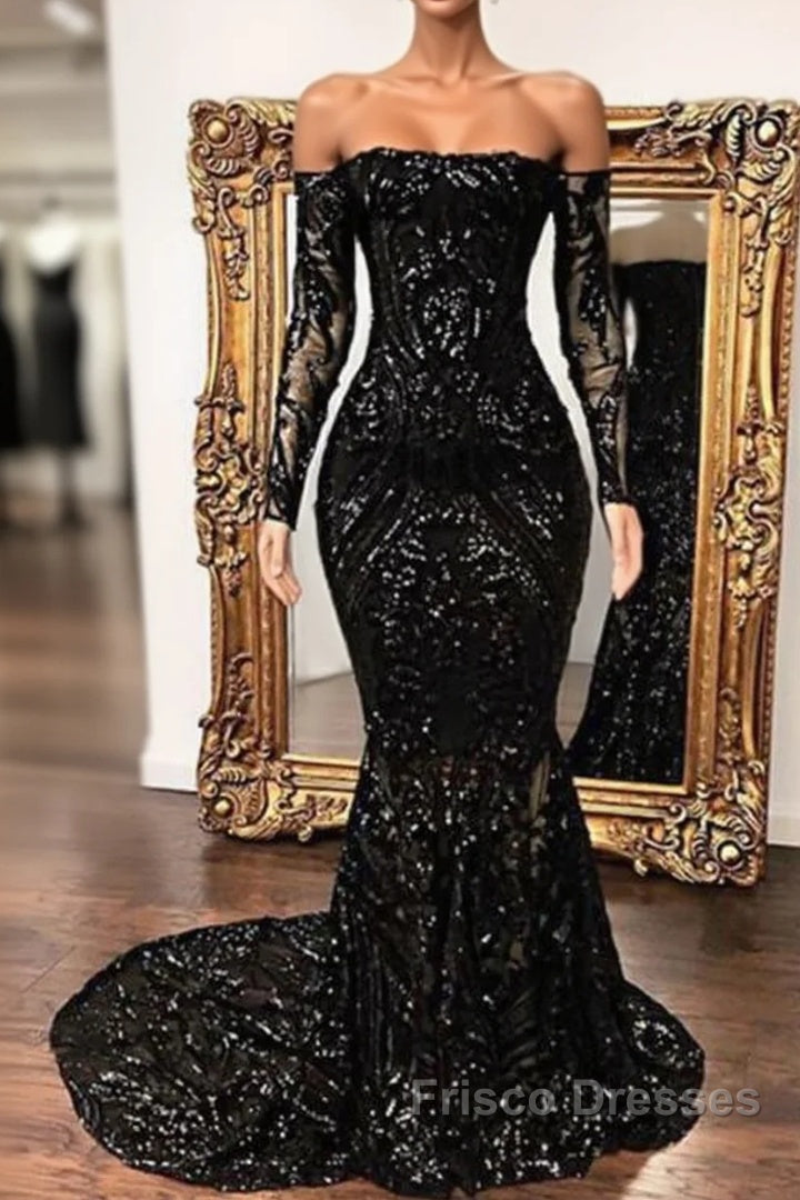 Fabulous Long Sleeve Sequins Mermaid Formal Prom Dress