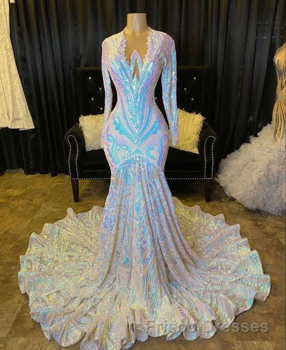 Fabulous Long Sleeves Formal Prom Dresses Mermaid Sequins On Sale Secondary image