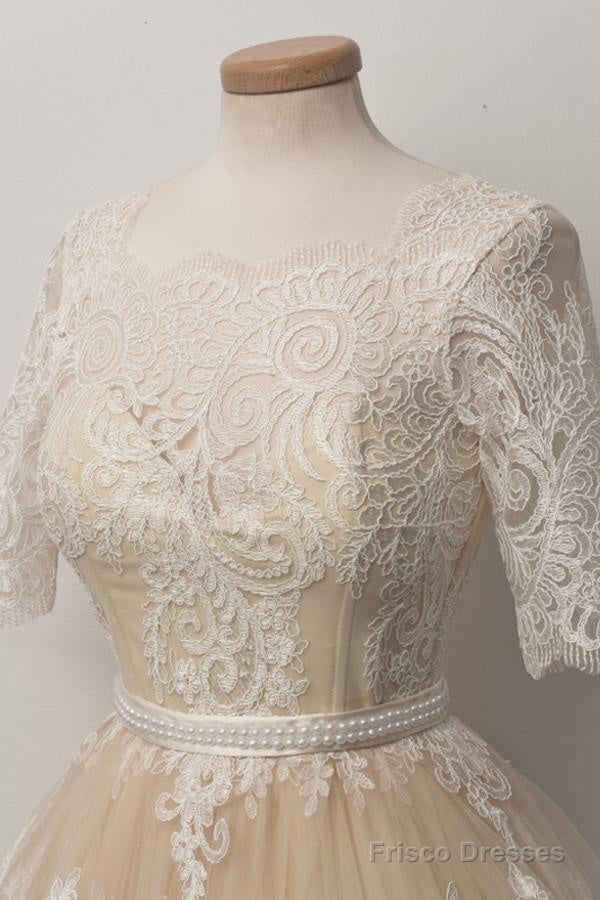 Fabulous Scalloped-Edge  Homecoming Dress With Lace Pearls