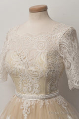 Fabulous Scalloped-Edge  Homecoming Dress With Lace Pearls