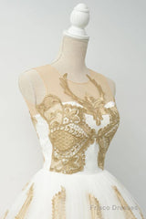 Fabulous White Homecoming Dress  Jewel Knee-Length Lace Appliques