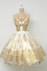 Fabulous White Homecoming Dress  Jewel Knee-Length Lace Appliques