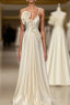 Fabulous White Satin Evening Formal Prom Dress with Ruffles