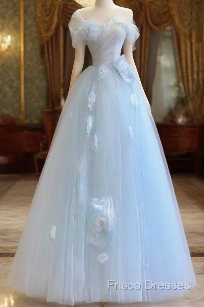 Fairy A Line Blue Floral Formal Prom Dress Formal Dress Main image
