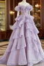 Fairy A Line Off The Shoulder Lilac Formal Prom Dress Evening Dress