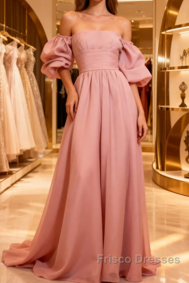 Fairy A Line Pink Long Formal Prom Dress Evening Dress Main image