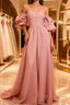 Fairy A Line Pink Long Formal Prom Dress Evening Dress