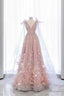 Fairy A Line Sequin Pink Prom Dresses Evening Dress