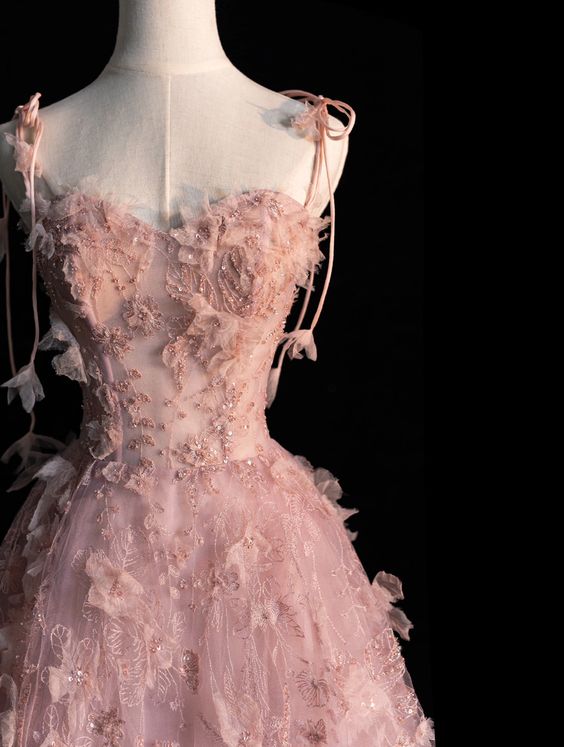 Fairy A Line Spaghetti Straps Pink Tulle Prom Dresses For Teens Secondary image