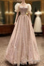 Fairy A Line Square Neckline Pink Tulle Formal Prom Dress For Teens