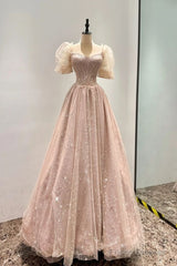 Fairy A Line Square Neckline Pink Tulle Prom Dresses For Teens