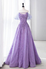 Fairy A Line Strapless Lilac Prom Dresses Evening Dress