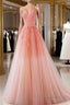 Fairy A Line Strapless Ombre Pink Tulle Formal Prom Dress For Teens