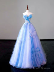 Fairy A Line Strapless Tulle Long Prom Dress