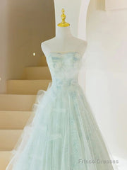 Fairy A Line Sweethart Long Mint Green Prom Dresses 22Th Birthday Outfit