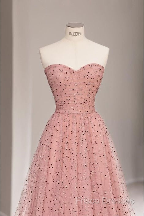 Fairy A Line Sweetheart Pink Long Tulle Formal Prom Dress 22Th Birthday Outfit