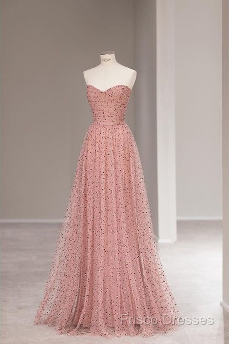 Fairy A Line Sweetheart Pink Long Tulle Formal Prom Dress 22Th Birthday Outfit