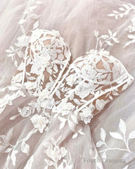 Fairy A Line Sweetheart Tulle Long Wedding Dresses With Appliques Off Shoulder Beautiful