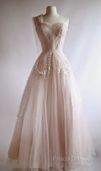 Fairy Ball Gown One Shoulder Pink Lace Formal Prom Dress Ankel Length Formal Dress
