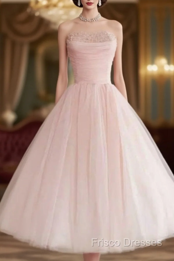 Fairy Ball Gown Strapless Pink Knee Length Formal Prom Dress Formal Dress Main image