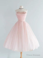 Fairy Ball Gown Strapless Pink Knee Length Prom Dresses Evening Dress