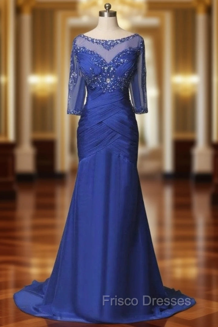 Fairy Tale Half Sleeve Beading Crystal Trumpet/Mermaid Mother of the Bride Dress Main image