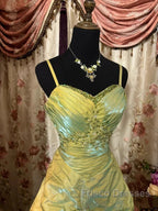 Fairytale Sage A-Line Mask Formal Prom Dress Beaded Satin Evening Gown For Birthady&Graduation