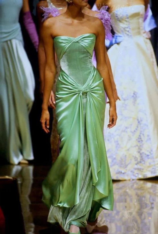 Fancy Mermaid Sweetheart Neckline Green Satin Long Prom Dress Evening Dress Formal Dress Secondary image