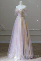 Fantasy Purple Bling Sequined Formal Prom Dress Off Shoulder