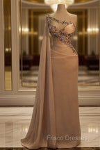 Fashion Evening Dress For Women One Shoulder Sleeveless Gown Appliques Formal Prom Party Dress
