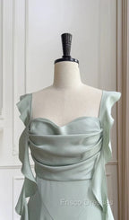 Fashion Green A Line Homecoming Dress Satin Mini Formal Prom Dress