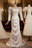 Fashion White Mermaid Long Sleeve Pleats Wedding Dress