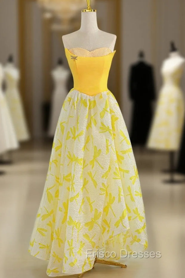 Fashion Yellow Sweetheart Long Formal Prom Dress Main image
