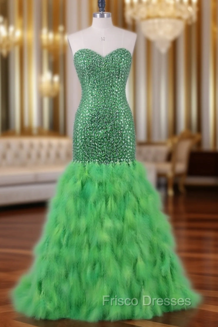 Feather Mermaid Formal Prom Dress Long Formal Dress For Women Wedding Party Main image
