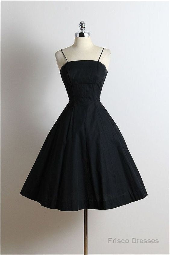 Mini A Line Black Spaghetti Straps Short Prom Dresses, Homecoming Dress Main image