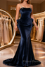 Formal Prom Dress,spaghetti Strap Formal Prom Dress, Blue Evening Dress Velvet Party Dress