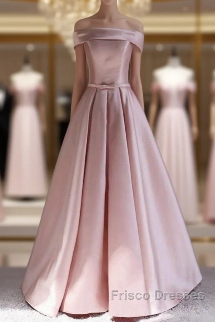 Off Shoulder Satin Elegant Long Formal Prom Dress,Simple New Style Formal Gown