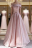 Off Shoulder Satin Elegant Long Formal Prom Dress,Simple New Style Formal Gown
