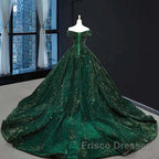 Vintage Off Shoulder Green Long Quinceanera Dress Sweet 16 Formal Prom Dress