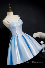 Blue satin short Formal Prom Dress homecoming Dress