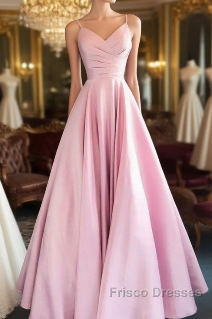 Pink A Line Sweetheart Satin Long party Dress Formal Prom Dress Elegant Evening Dress Custom Size