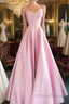 Pink A Line Sweetheart Satin Long party Dress Formal Prom Dress Elegant Evening Dress Custom Size