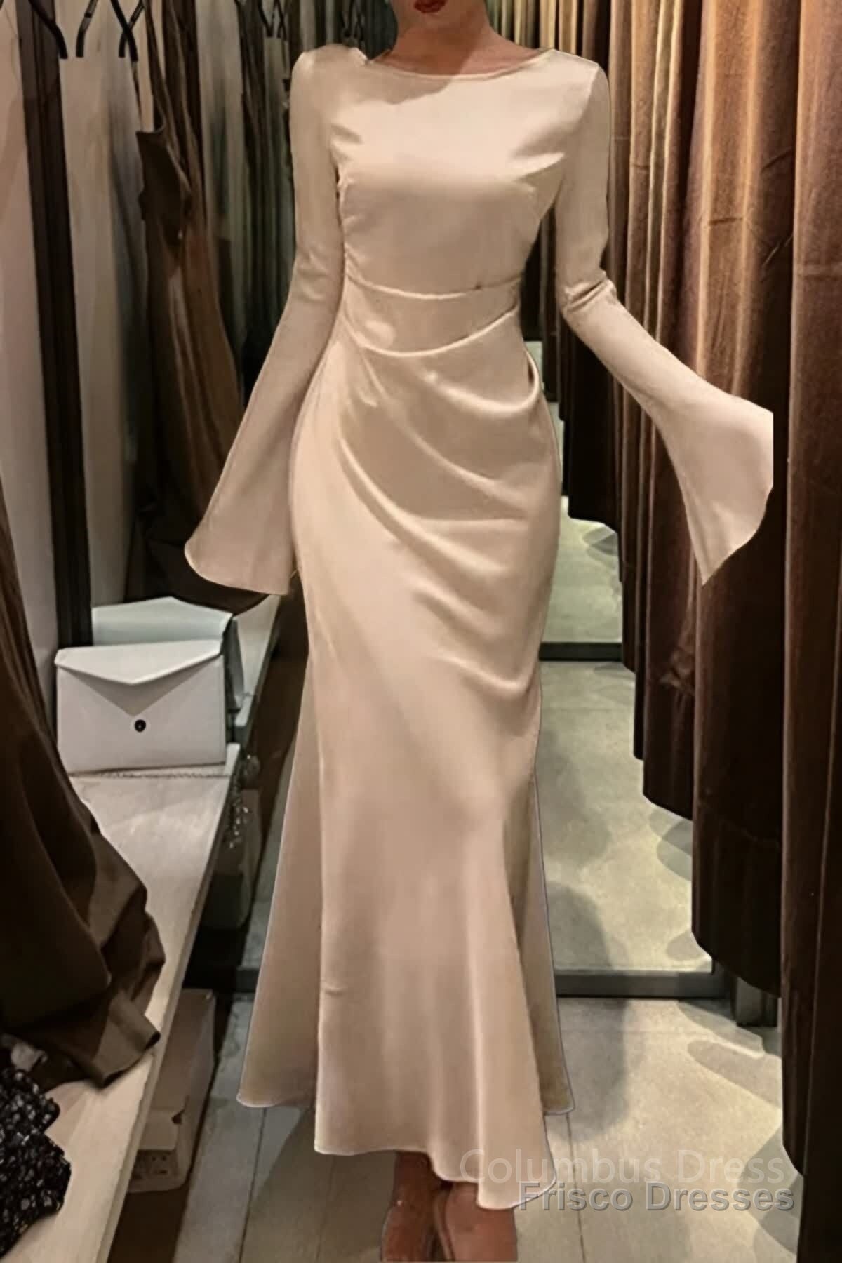 Flare Sleeve Long Wedding Mermaid Dress For Women Evening Dress Main image