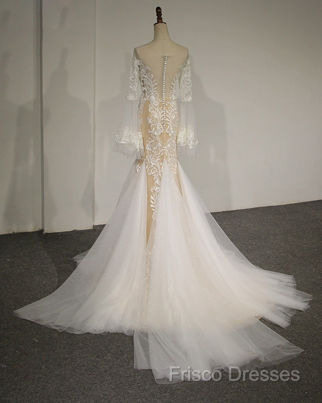 Flare Sleeve Sexy Mermaid Wedding Dress