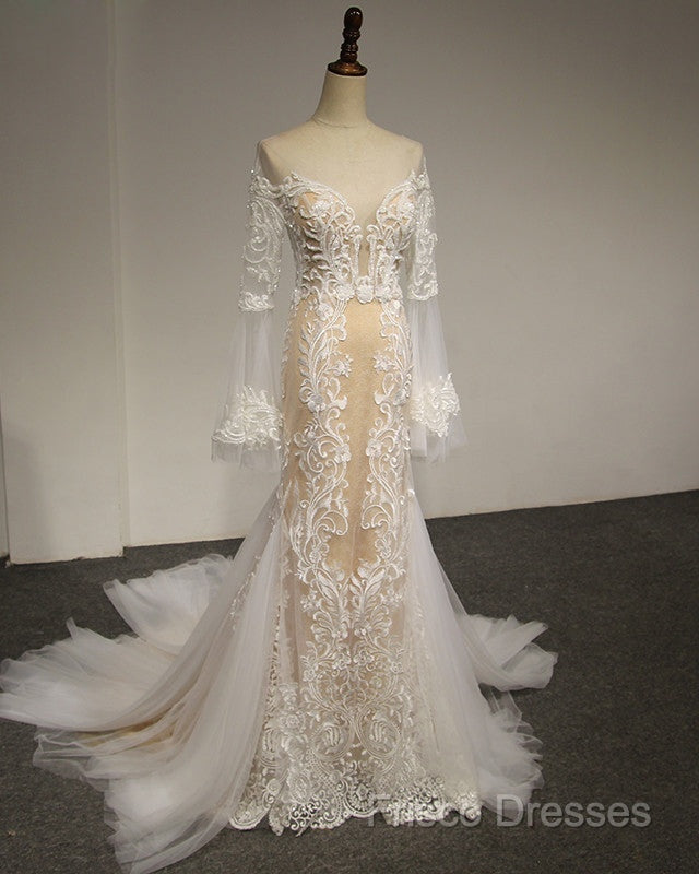 Flare Sleeve Sexy Mermaid Wedding Dress