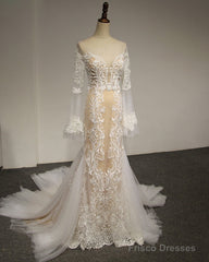 Flare Sleeve Sexy Mermaid Wedding Dress