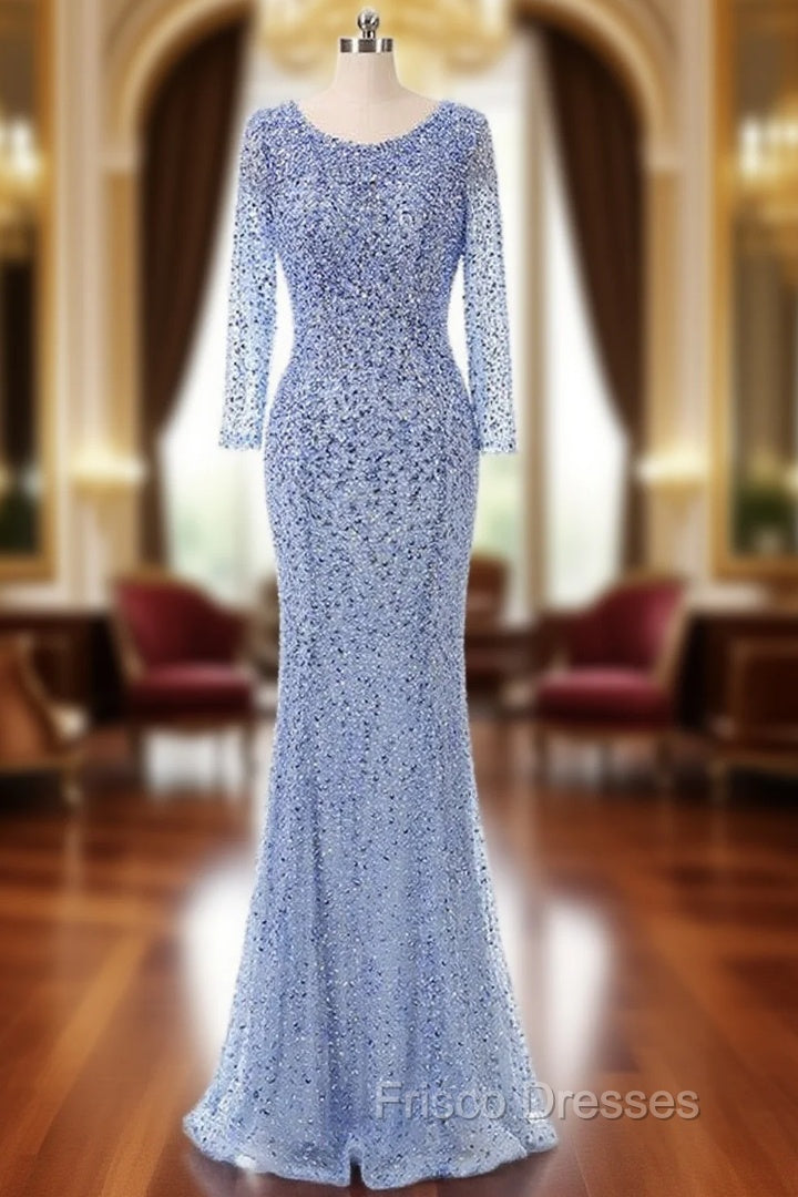 Floor-length Beading Sequin Fishtail Long Sleeve Evening Dress Main image