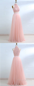 Floor-Length Tulle Sleeveless Formal Prom Dress